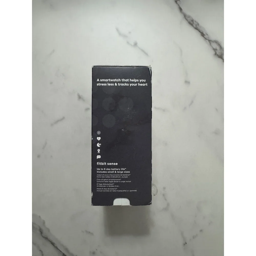 Fitbit Sense Smartwatch Graphite Stainless Steel & Carbon Band-‎ Damaged Box